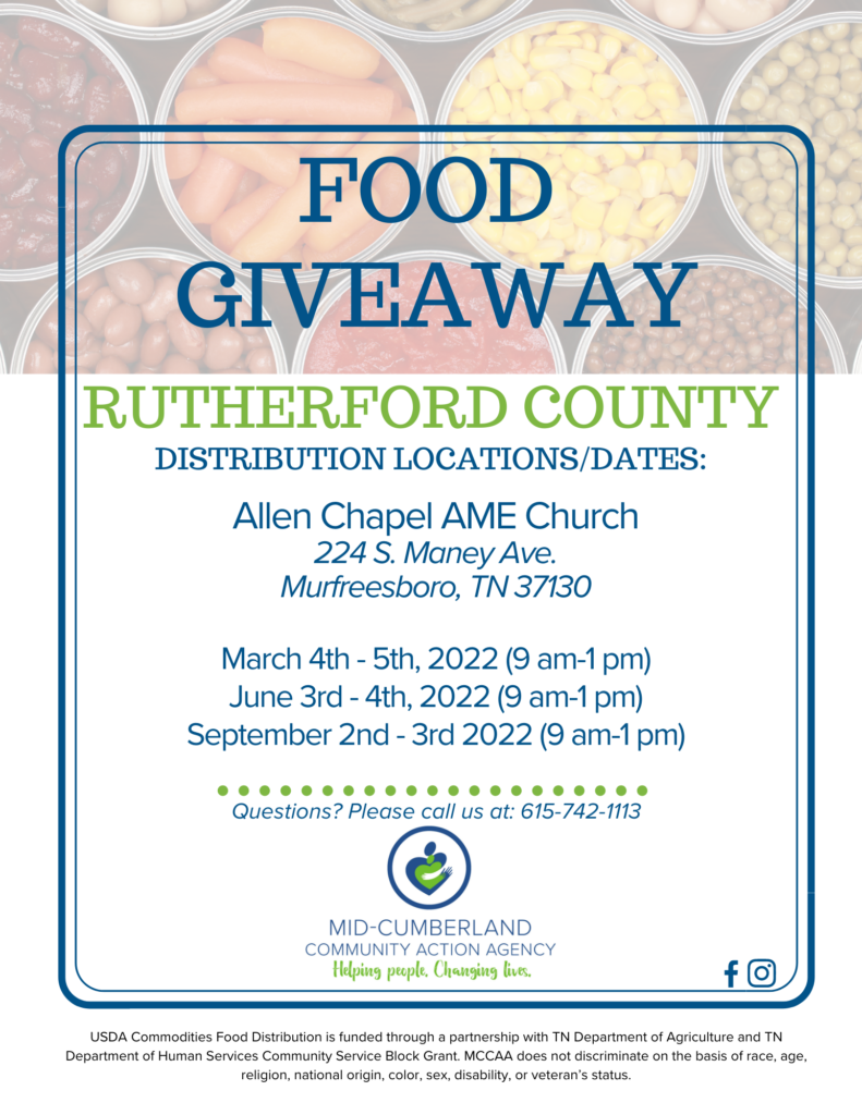 Rutherford County USDA Commodity Food Distribution - Mid-Cumberland ...